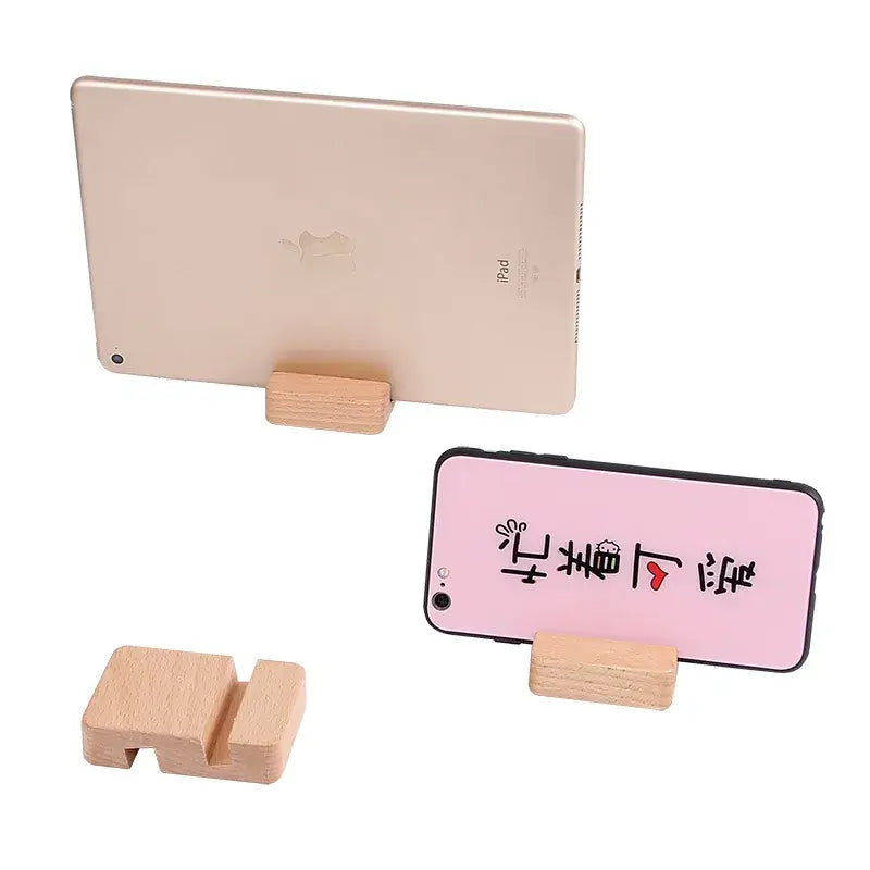 Wooden Mobile Phone Stand for Desk - Natural Beech Wood Tablet Holder - Single Slot & Double Slot