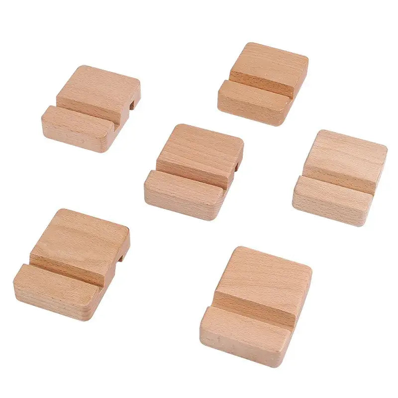 Wooden Mobile Phone Stand for Desk - Natural Beech Wood Tablet Holder - Single Slot & Double Slot